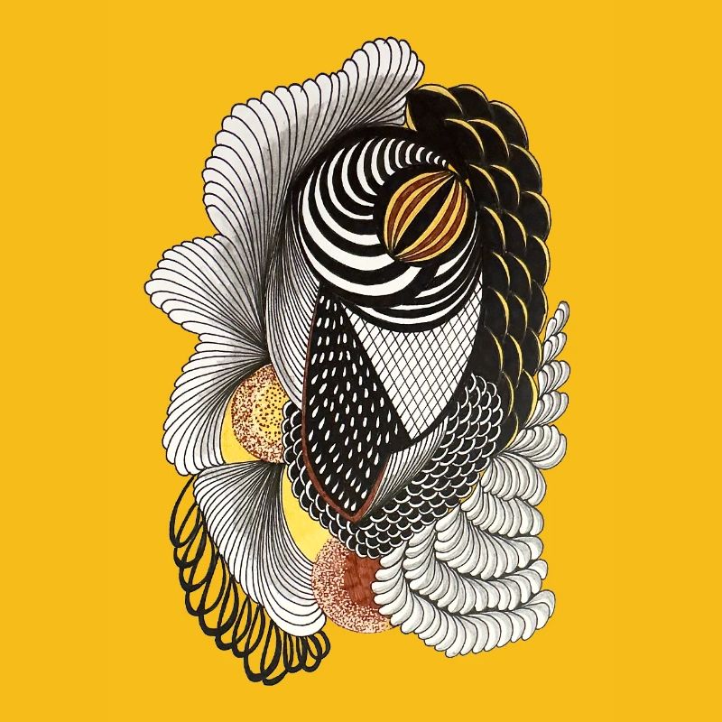Geometric line drawing with scale pattern