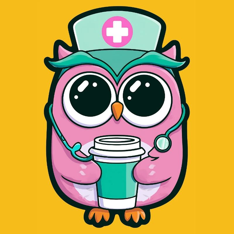 Kawaii Krankenschwester Eule Kaffee