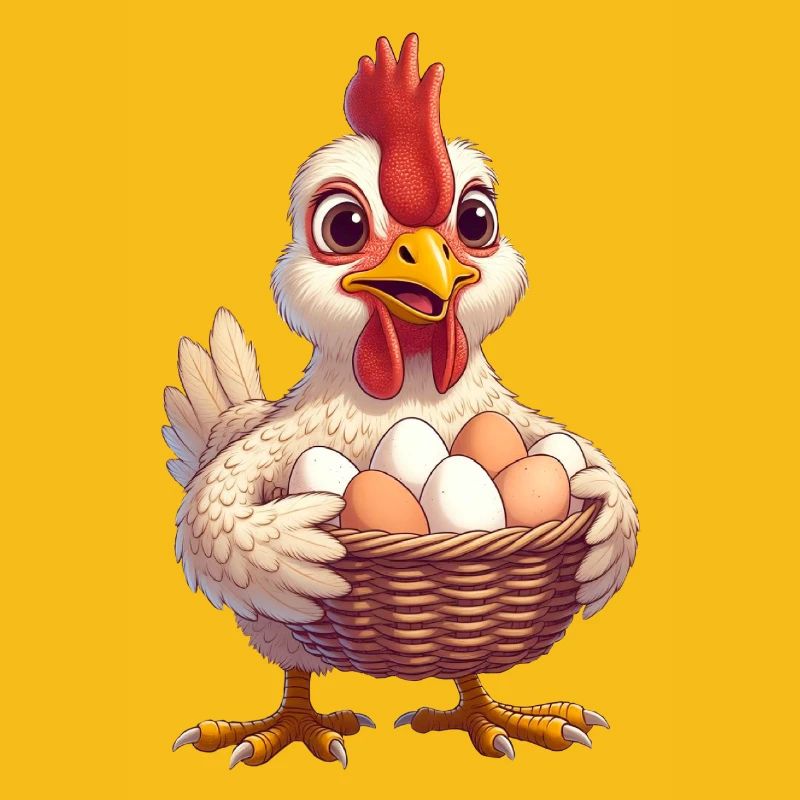 Huhn mit Eierkorb