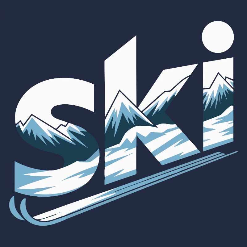 Ski Mountain Panorama Typo Design