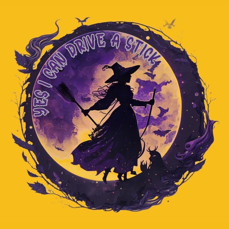 Moon Magic Witch Under Night Moon Halloween