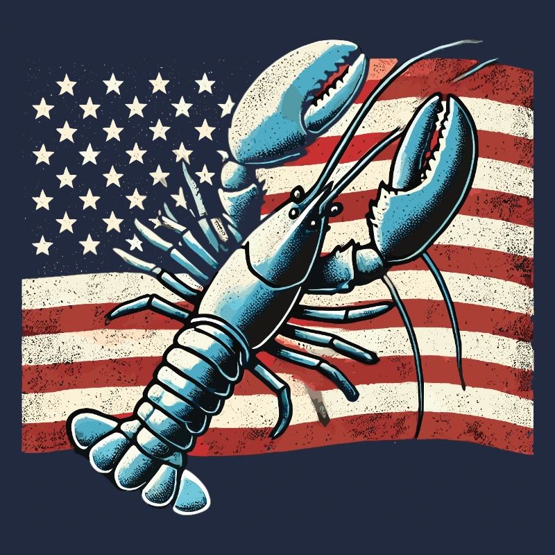 Homard devant le drapeau américain