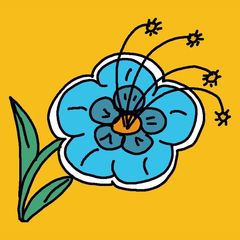 Handgezeichnete blaue Blume Kinder Kind