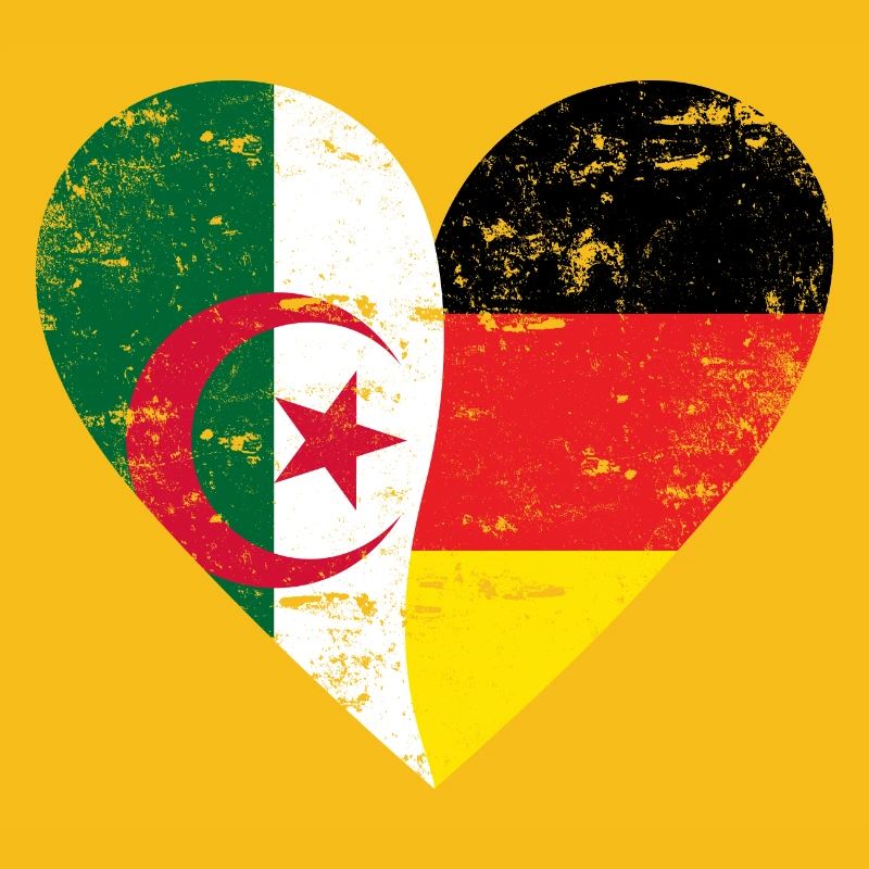 Algérie Allemagne Drapeau Coeur