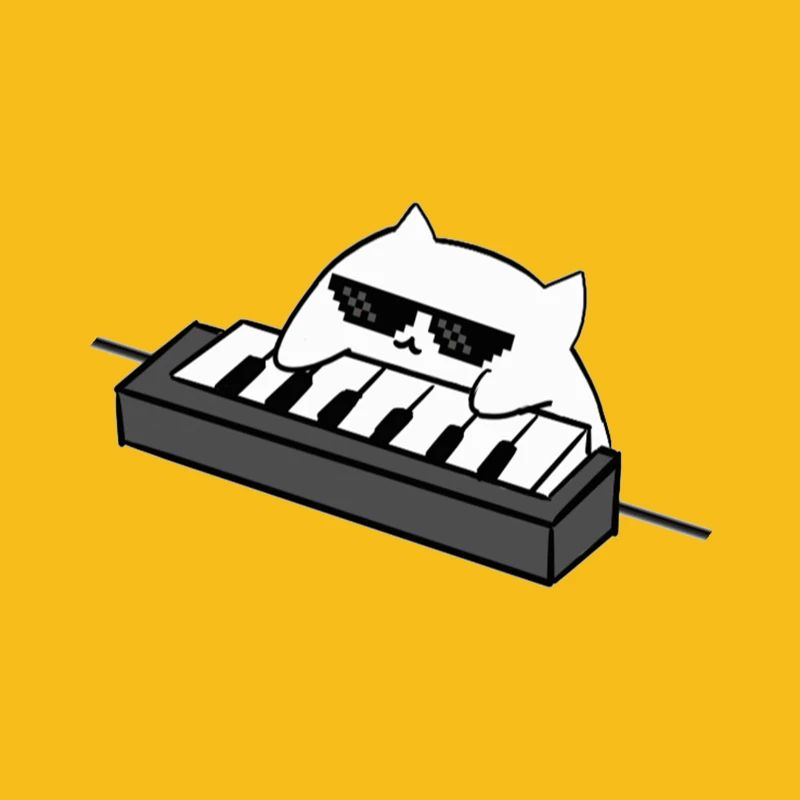 Cat DJ on the keyboard