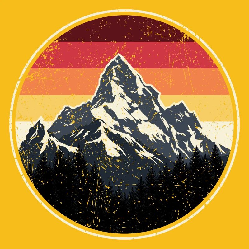 Mountain Sunset Retro Badge