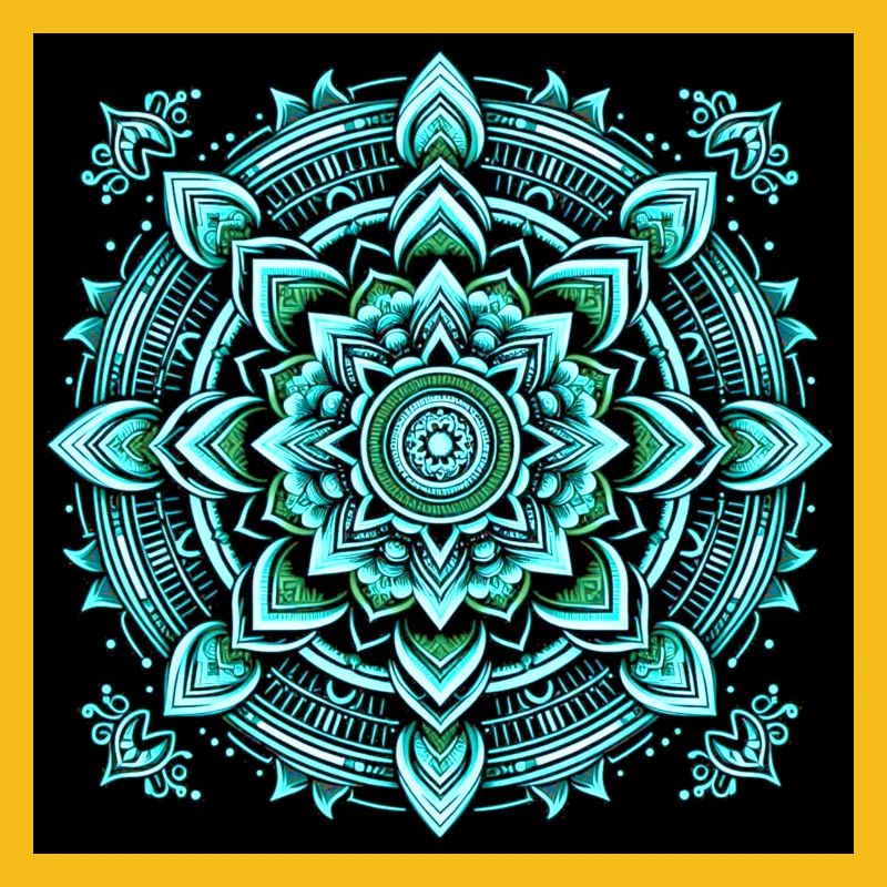Mandala néon turquoise