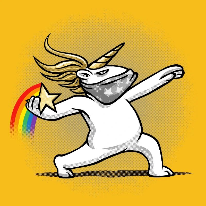 Einhorn wirft einen Regenbogen