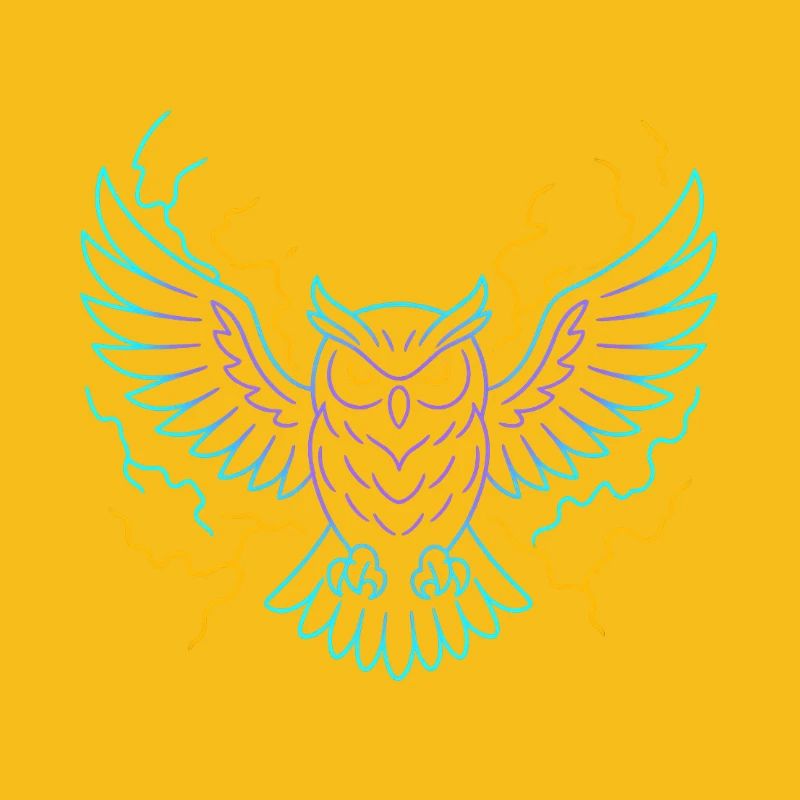 Neon-Eule mit Blitzen