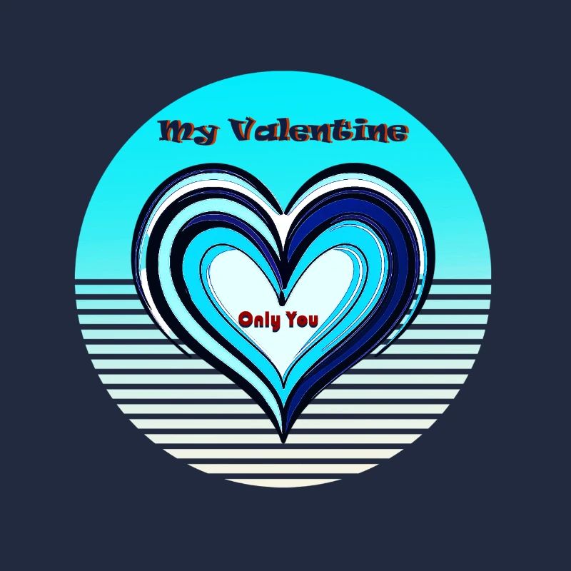 Valentine's Heart Blue Gradient
