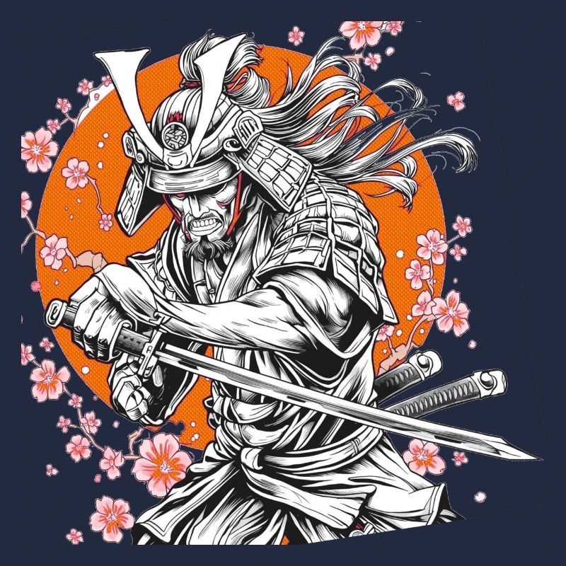 Samouraï avec Sakura et Orange Circle