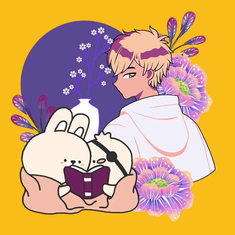 Anime Boy et Animaux avec un dessin cache-œil