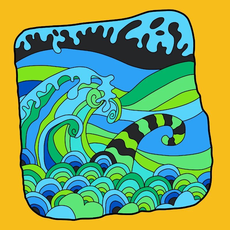 Green Deco Waves