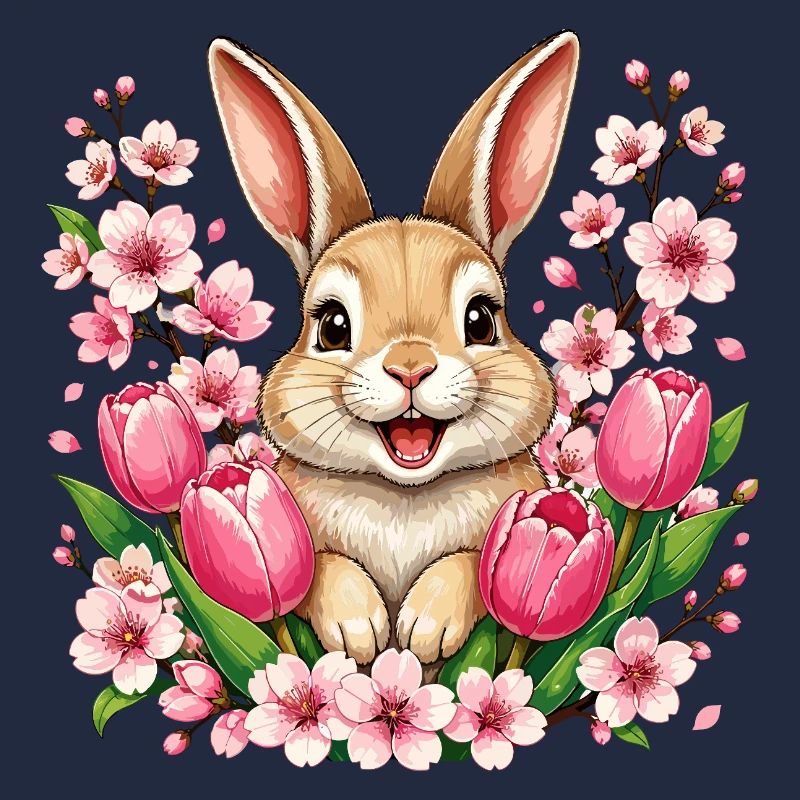 Lapin de printemps avec des fleurs