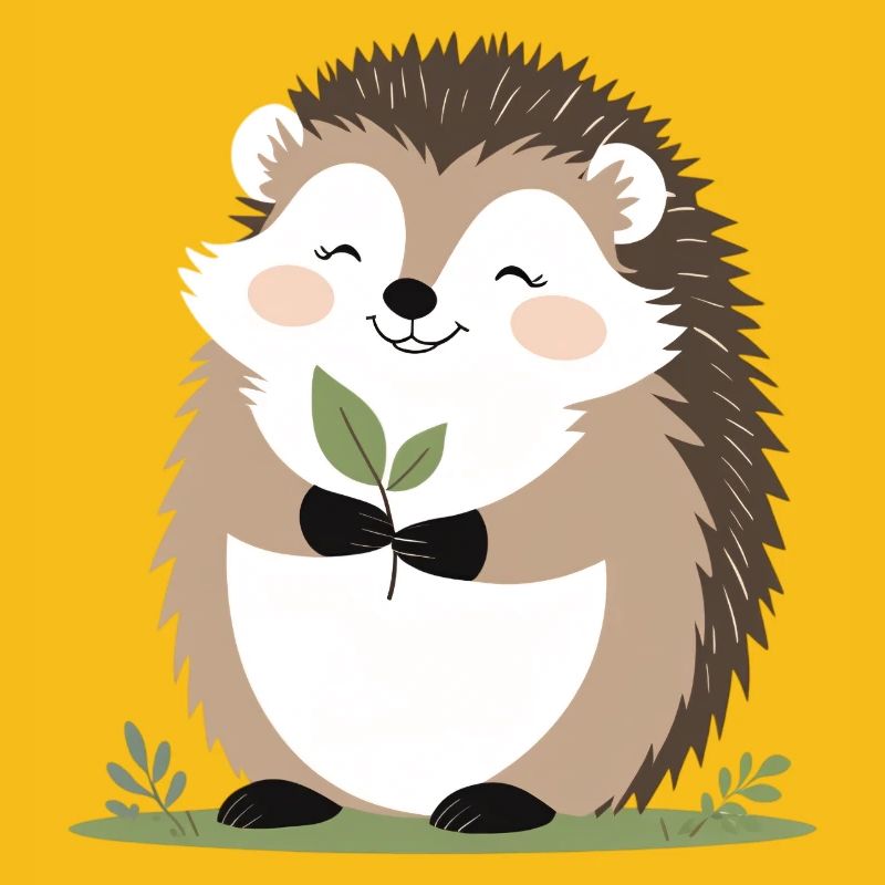 Süßer Igel mit Blatt