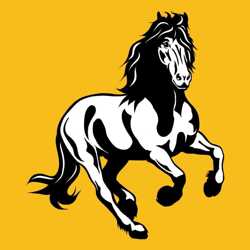 Friesian stallion galloping