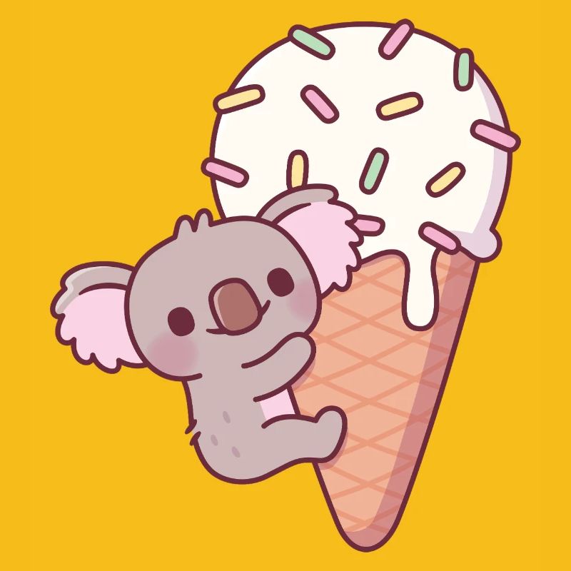 Lustiger Koala, der sich an Eiswaffel klammert