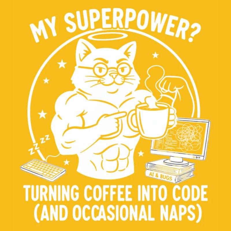 T-shirt Chat Codage Drôle - Superkraft Coffee