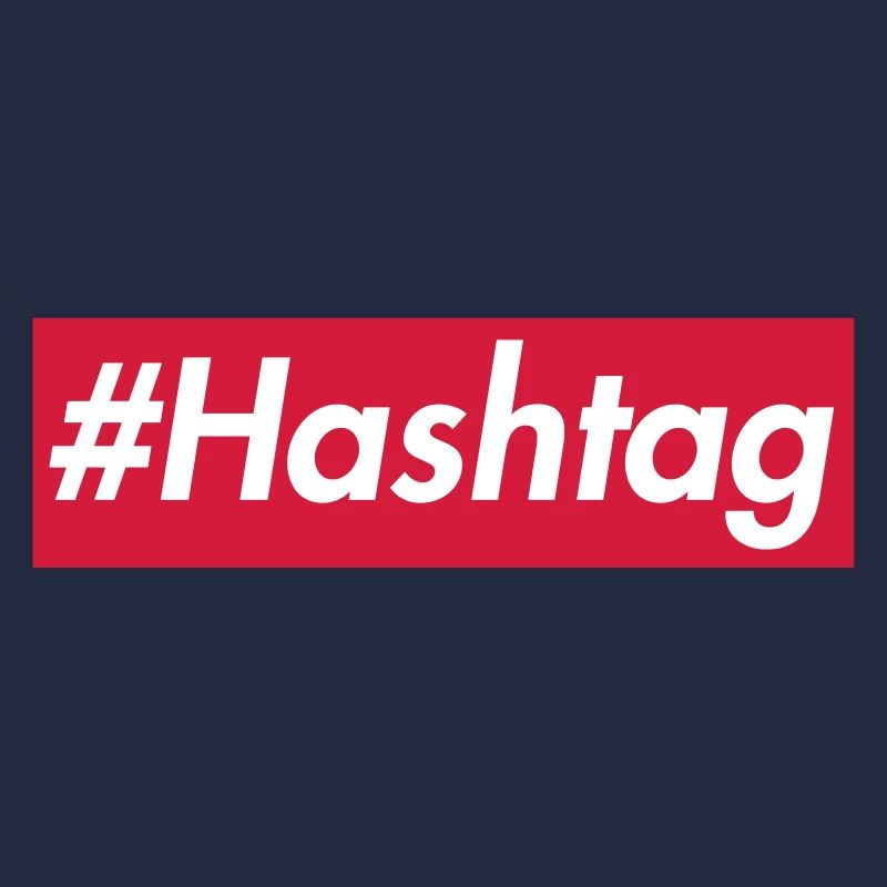#Hashtag -Sup reme Design, Weiße Schrift, rote Box