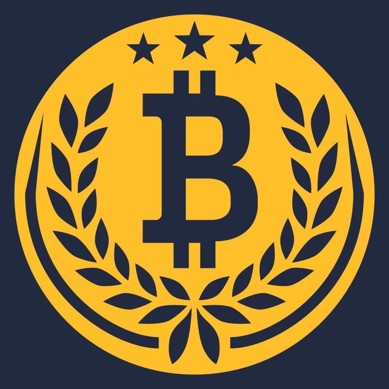 Emblem Bitcoin Lorbeerkranz Sterne