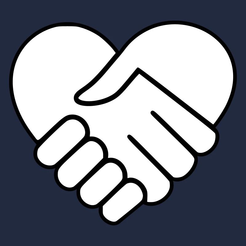 Main dans la main coeur blanc