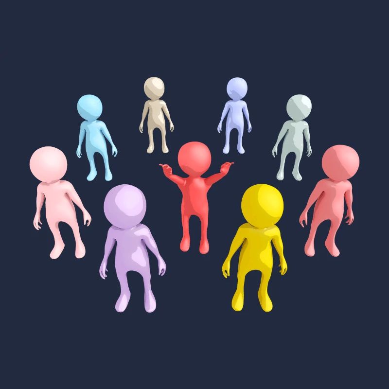 Group with 3D figures