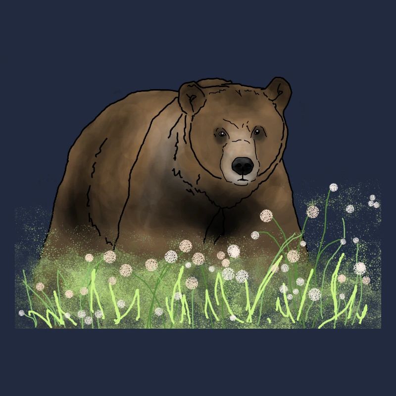 Ours dans la prairie de fleurs