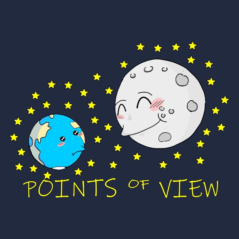 Conception mignonne de points de vue positifs de la lune et de la terre