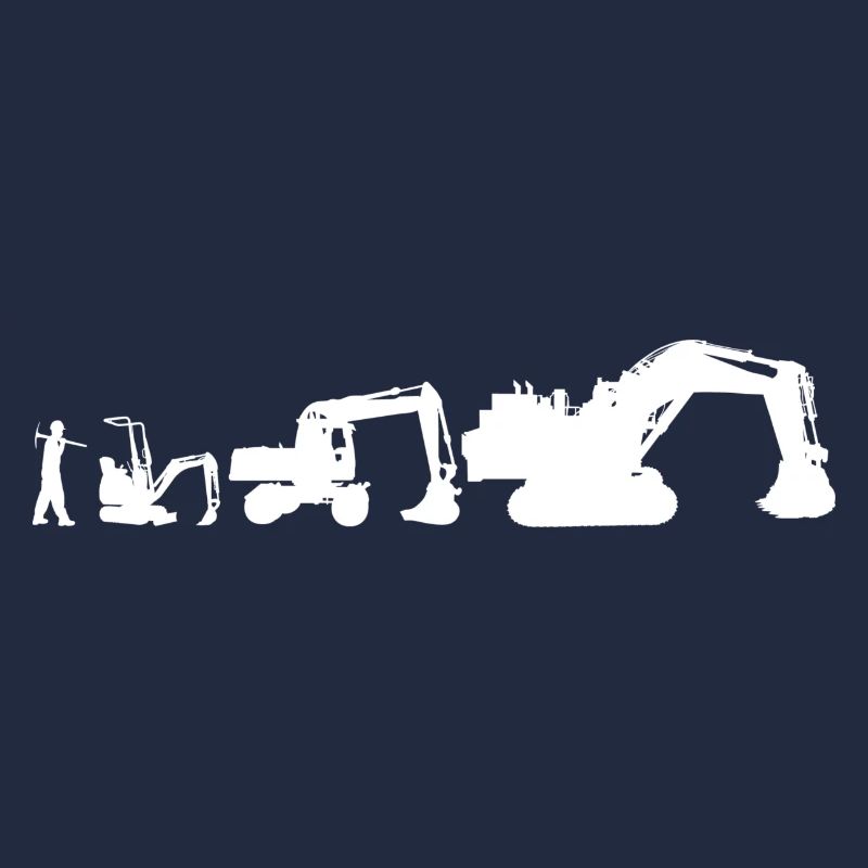 Evolution escavator T-shirt, retro shovel, construction site