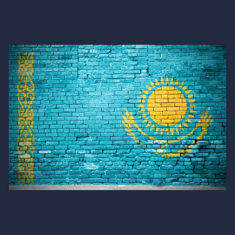 Affiche de graffiti de drapeau de mur de brique du Kazakhstan
