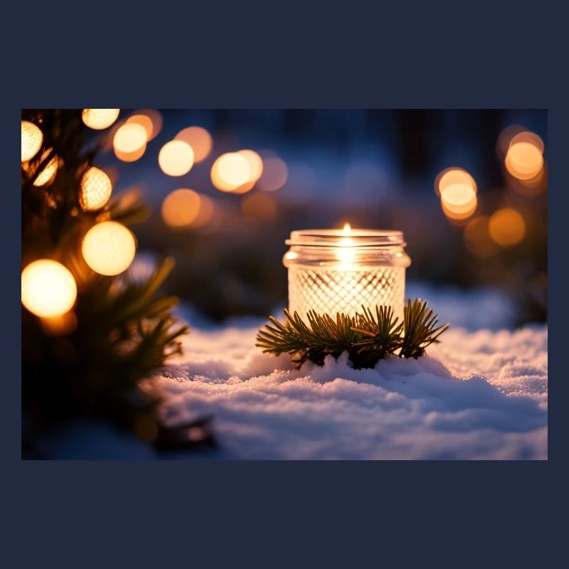 Bougie de verre dans la neige