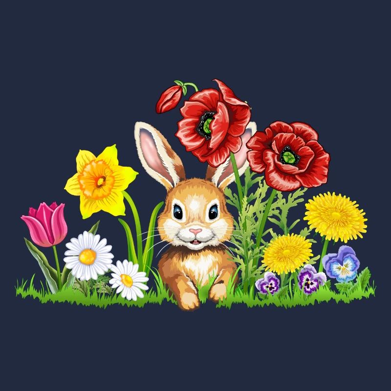 Lapin mignon avec des fleurs - Lapin de Pâques Fleurs de Pâques
