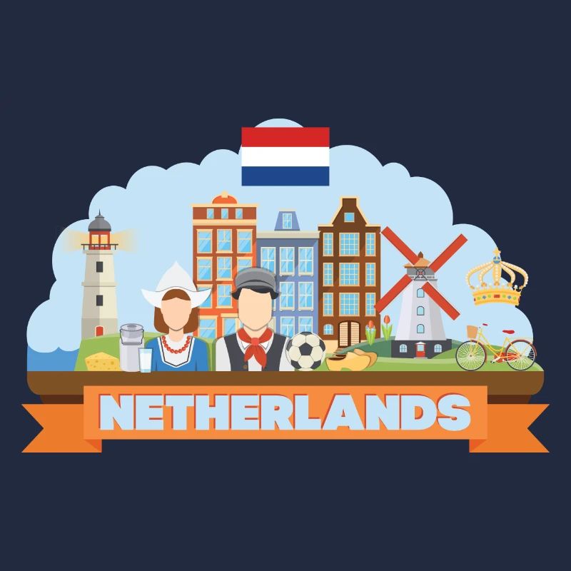 Netherlands travel flat composition