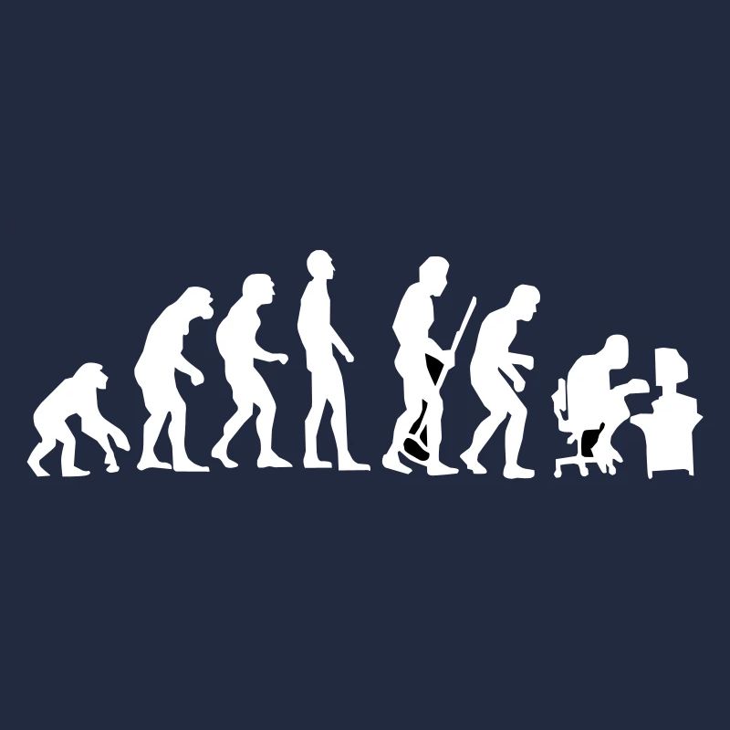 Evolution du singe à l'homme tordu en arrière Pc nerd