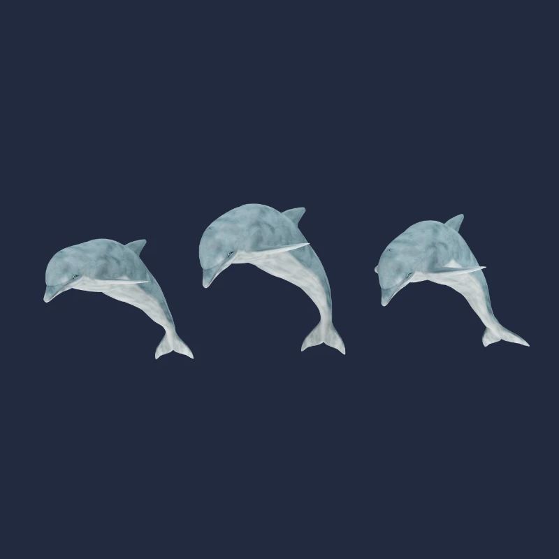 Three jumping dolphins