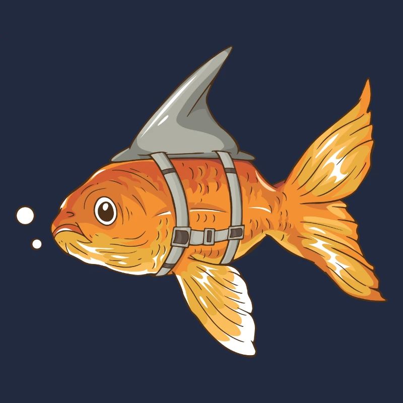 Drôle de poisson rouge avec aileron de requin attaché