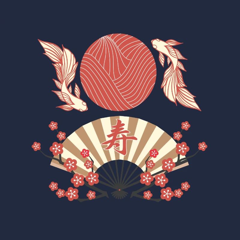 Japanischer Fächer mit KOI Fischen
