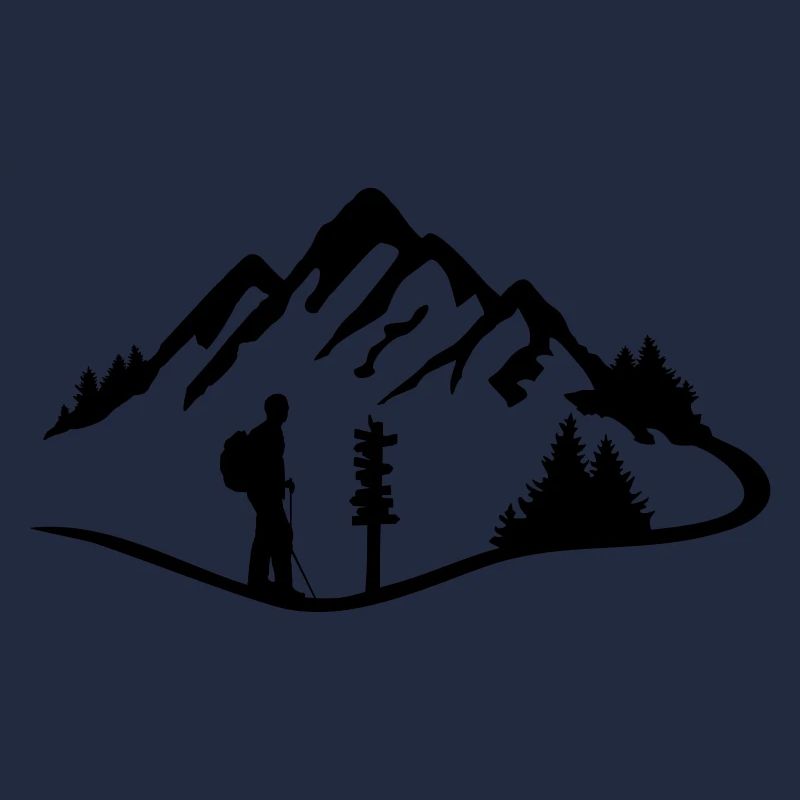 Hiking Man and Mountains