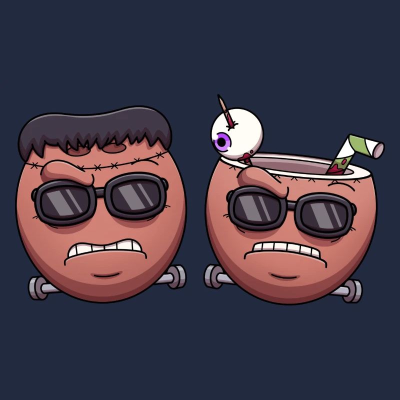 Cool Coconut Frankenstein Monster Faces