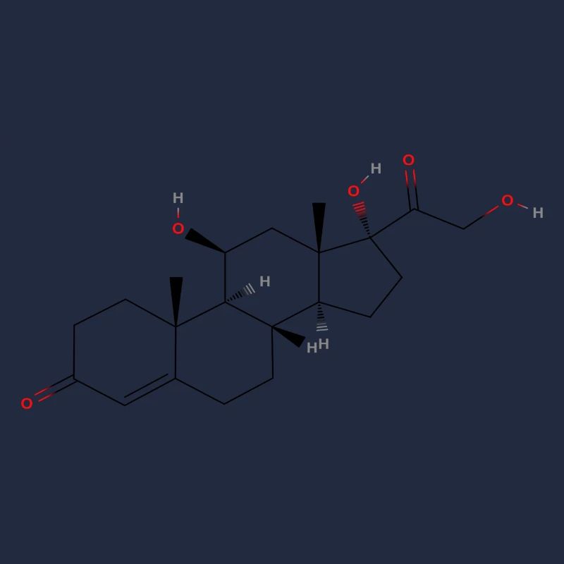 Cortisol Molekül - Farbige Strukturformel