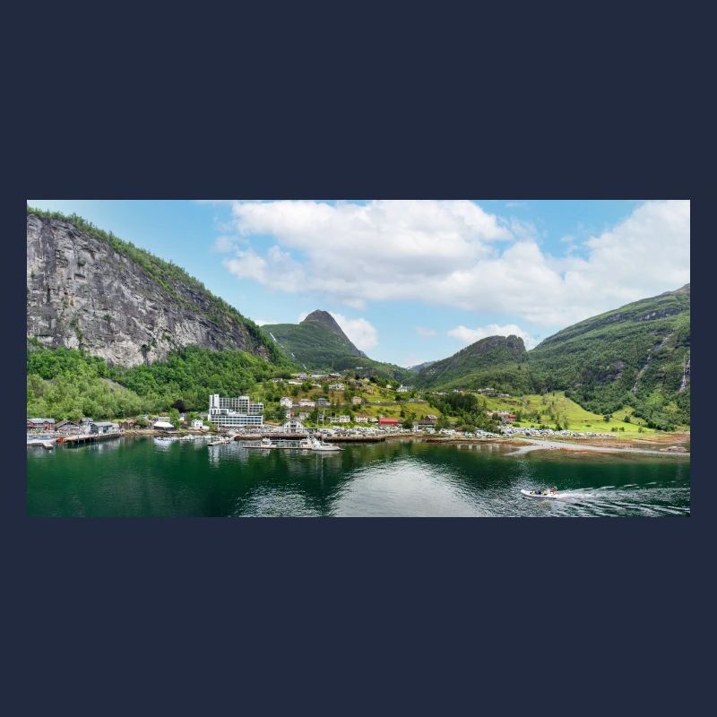 Geiranger panorama view from harbor