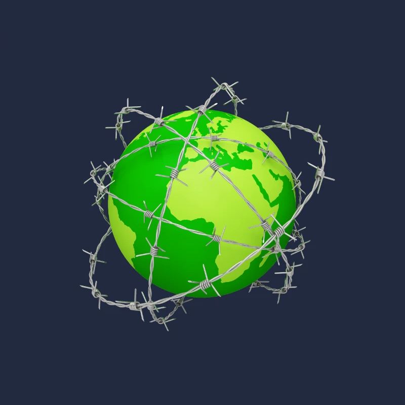 planet earth barbed wire 3D globe