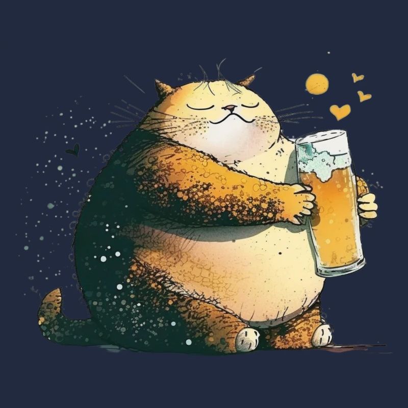 Zufriedene Katze mit Bier