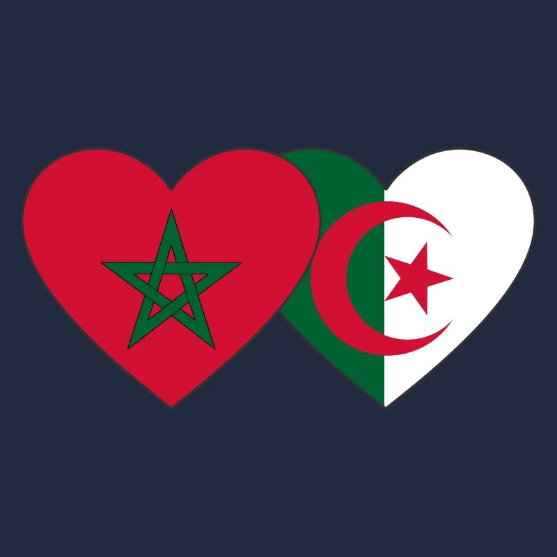 Maroc Algérie Drapeau Coeur