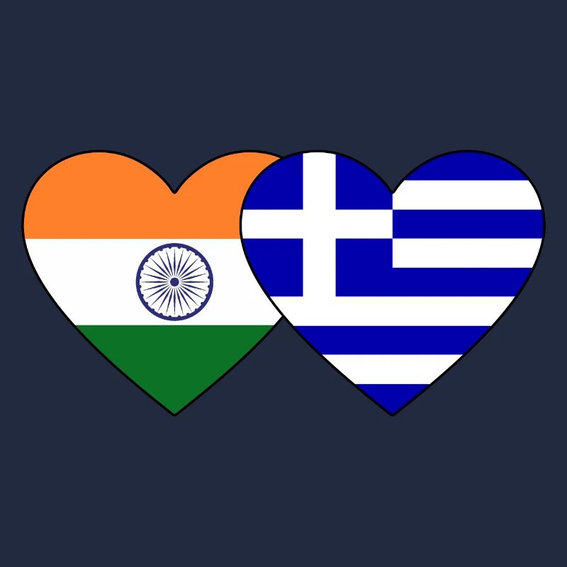 Inde Grèce Drapeau Coeur