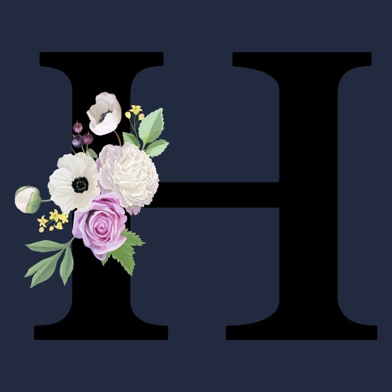Lila Blumenbuchstabe h