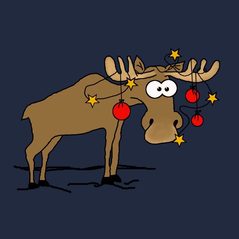 Elch mit Weihnachtsschmuck