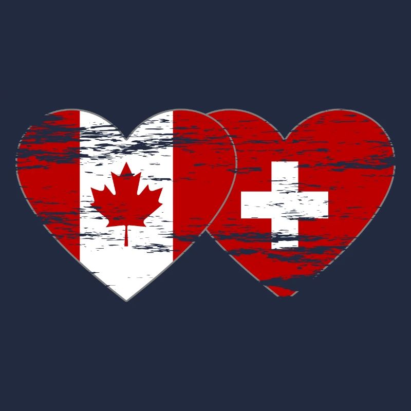 Canada Suisse Drapeau Coeur Utilisé