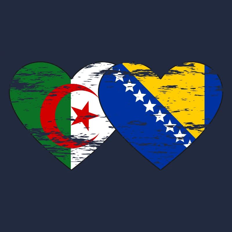 Algérie Bosnie drapeau coeur utilisé