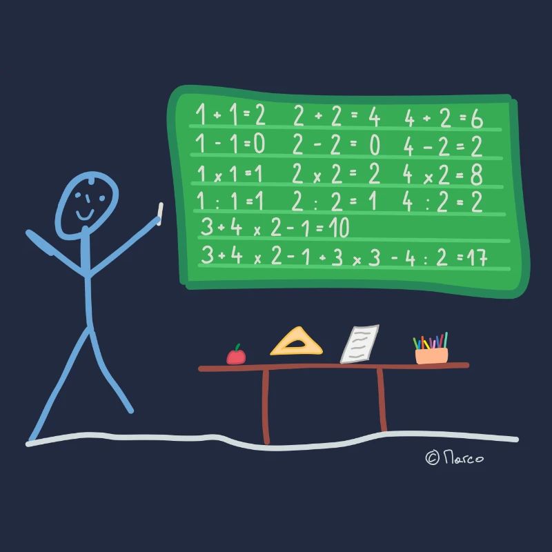 Stickman enseignant étudiant calcul maths